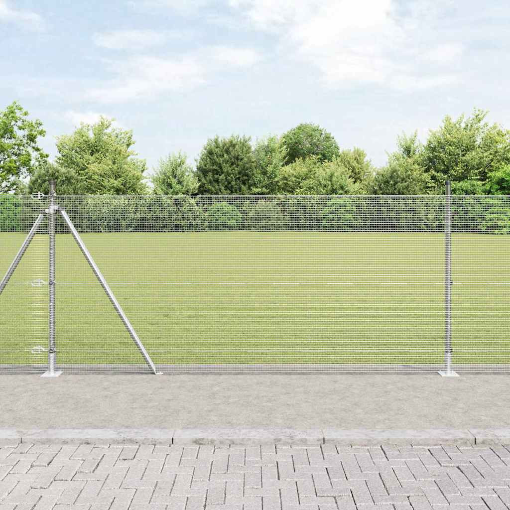 vidaXL Geschweißter Drahtzaun mit Betonsockel 10 x 1 m Silber Netz
