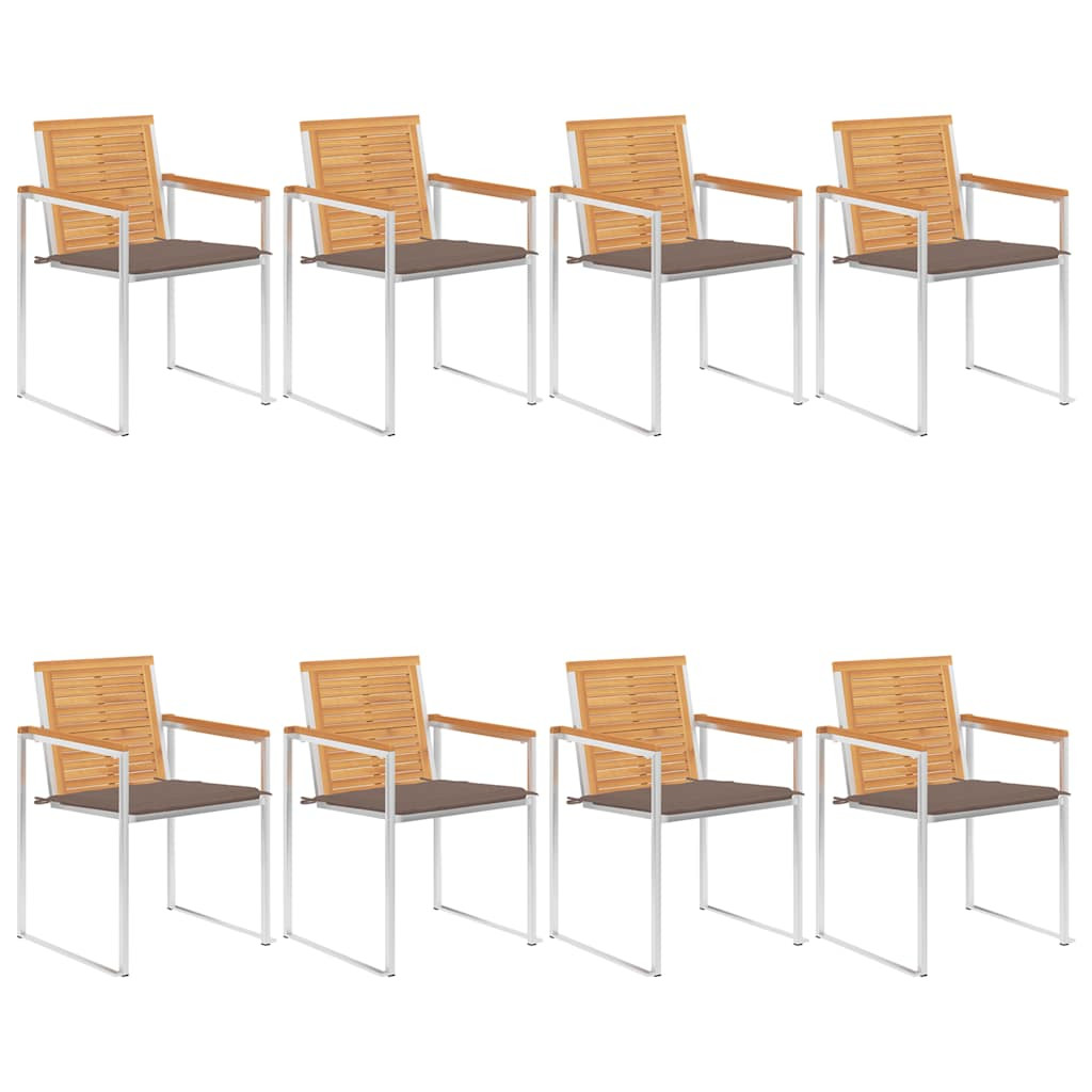 vidaXL Gartenstühle 8 Stk. mit Kissen Massivholz Teak