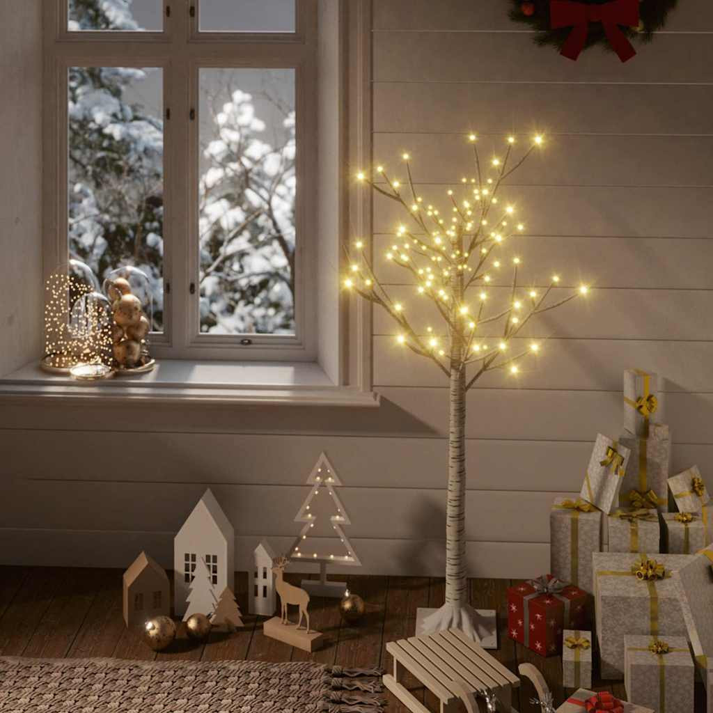 vidaXL Weihnachtsbaum 128 LEDs 1,2 m Warmweiß Indoor Outdoor