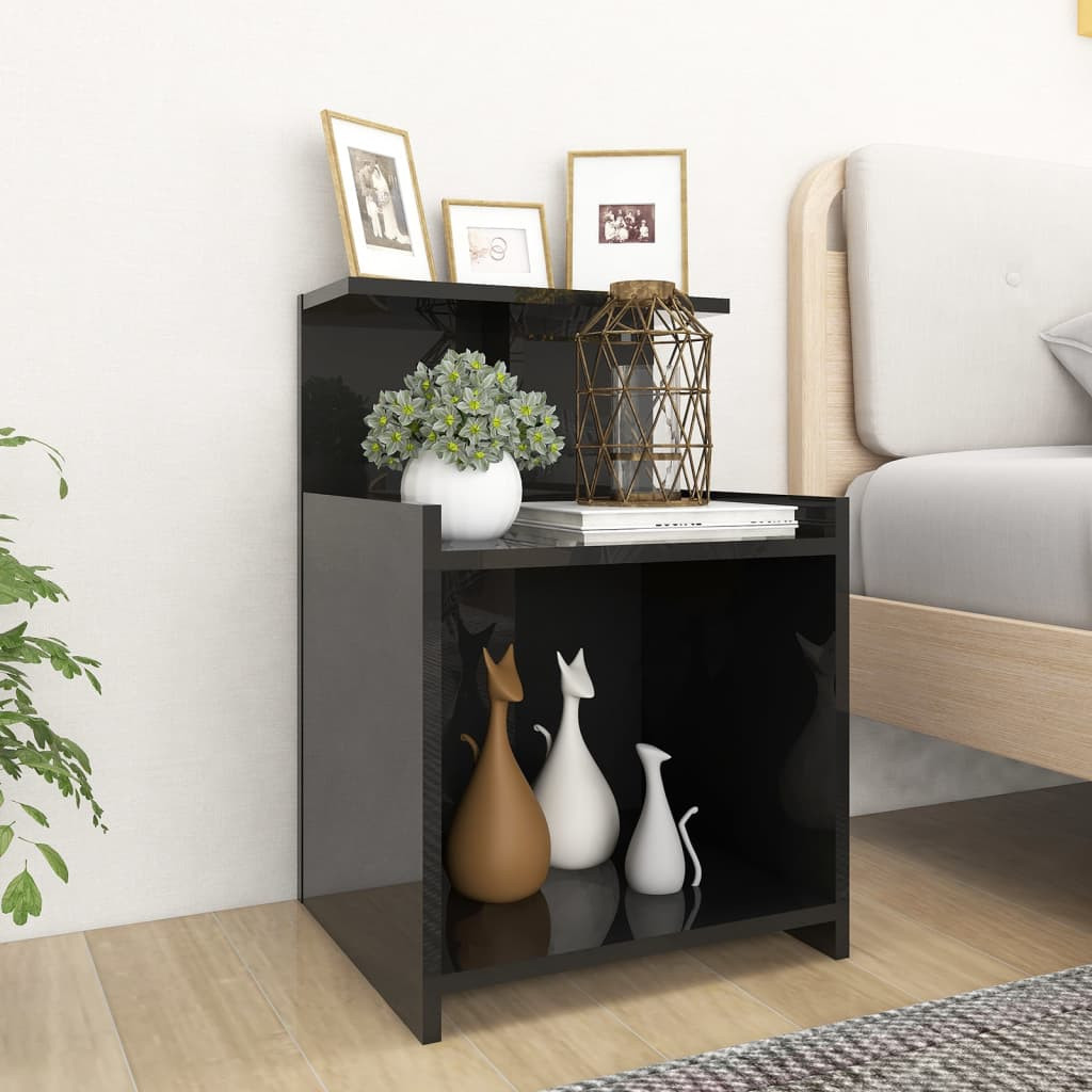 vidaXL Nachttische 2 Stk. Hochglanz-Schwarz 40x35x60 cm Holzwerkstoff