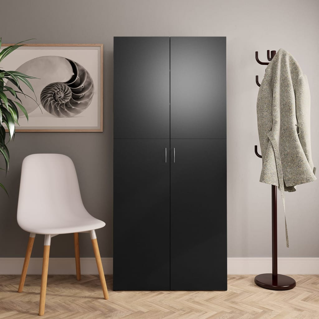 vidaXL Schuhschrank Schwarz 80x35,5x180 cm Holzwerkstoff