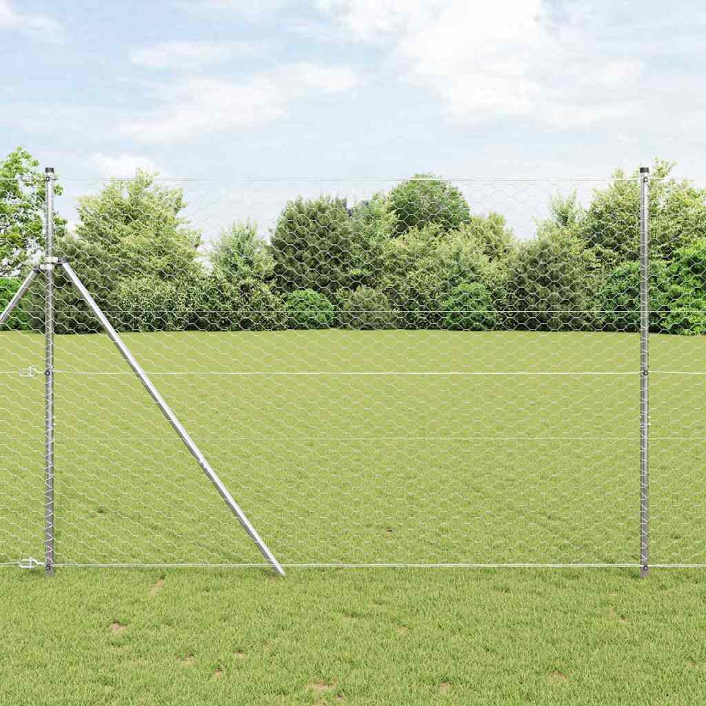 vidaXL Bodenmontierter Sechseckzaun 100 x 1,5 m Verzinkter Stahl Netz