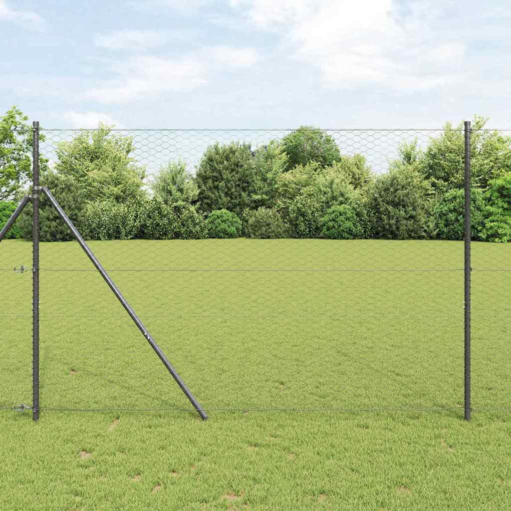vidaXL Bodenmontierter Sechseckzaun 10 x 1,5 m PVC-beschichteter Stahl