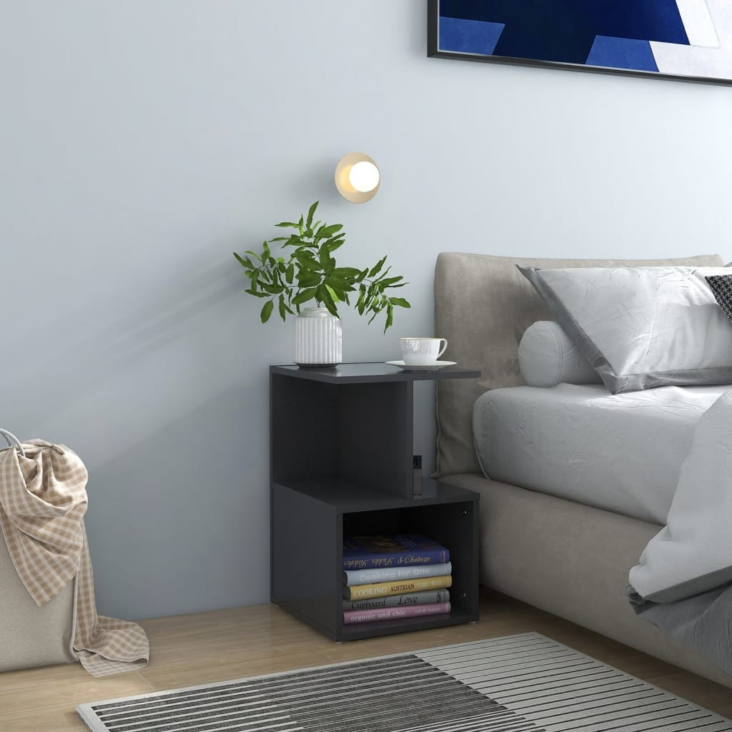 vidaXL Nachttische 2 Stk. Grau 35x35x55 cm Holzwerkstoff