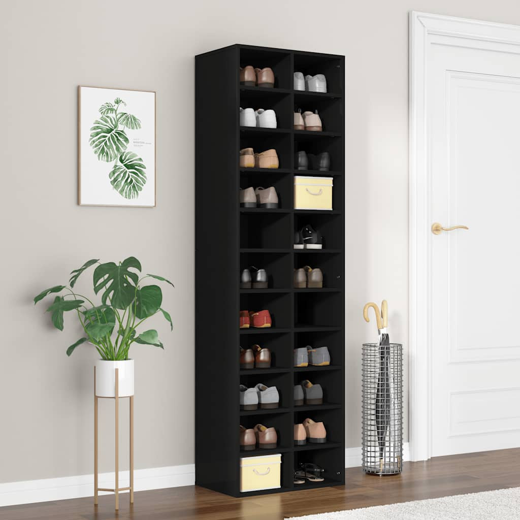 vidaXL Schuhschrank Schwarz 54x34x183 cm Holzwerkstoff