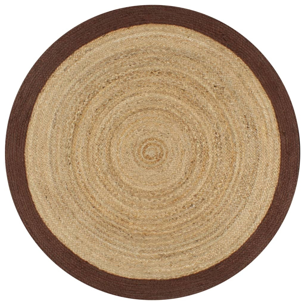 vidaXL Teppich Handgefertigt Jute mit Braunem Rand 90 cm