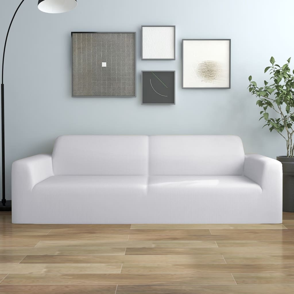 vidaXL Stretch Sofahusse 3-Sitzer Weiß Polyester-Jersey