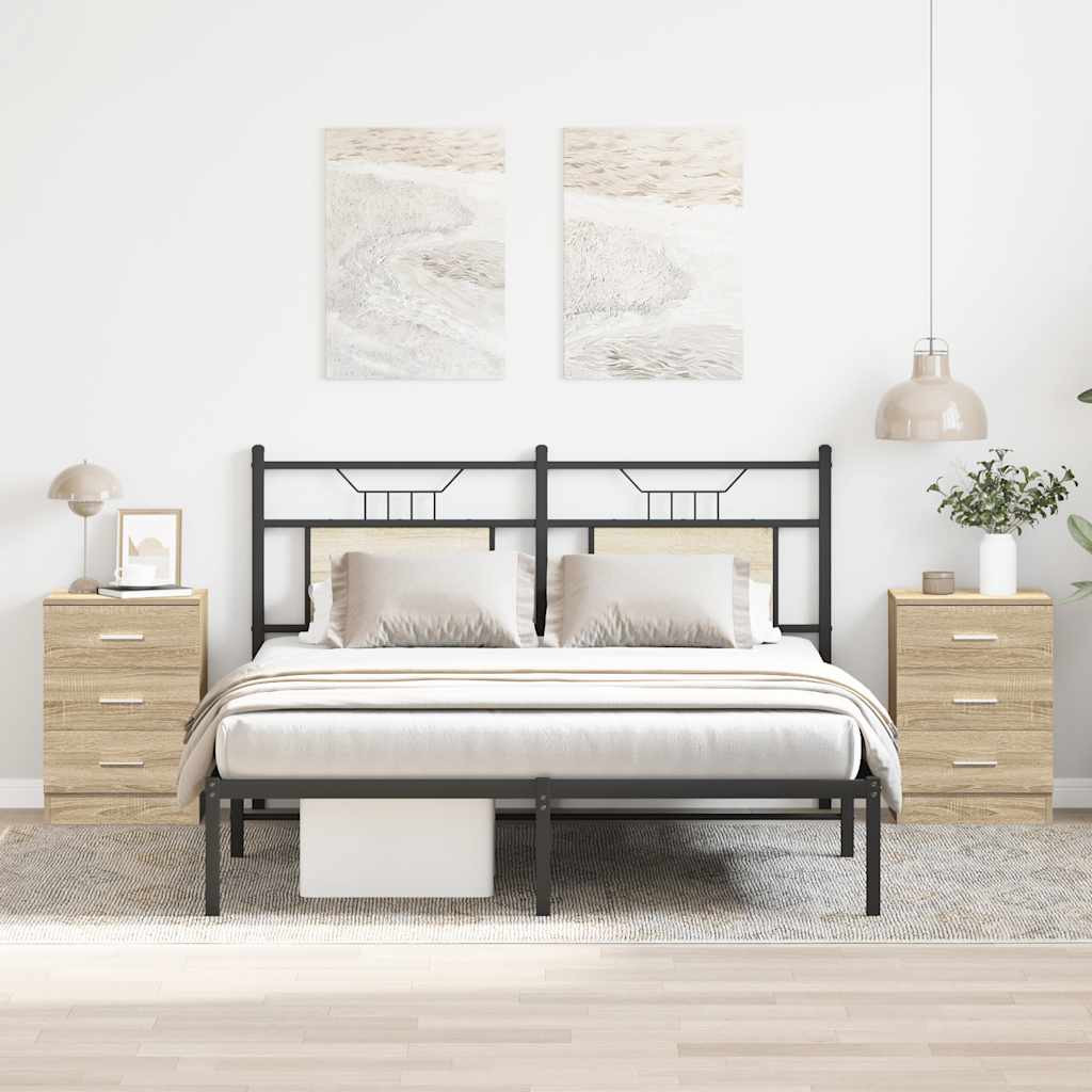 vidaXL Nachttische 2 Stk. Sonoma-Eiche 38x35x56 cm Holzwerkstoff