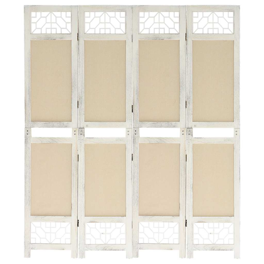 vidaXL 4-tlg. Raumteiler Creme 140x165 cm Stoff