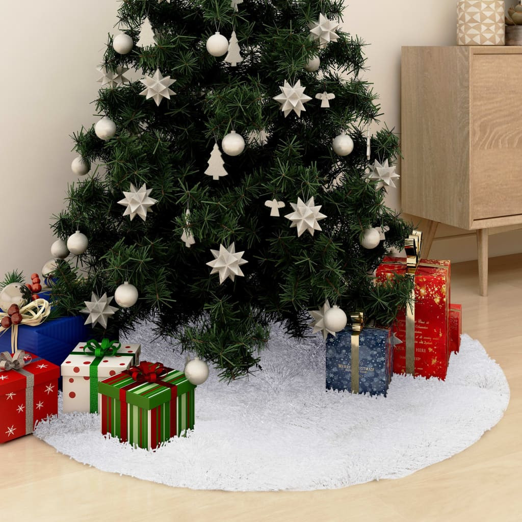 vidaXL Weihnachtsbaumrock Weiß 122 cm Kunstfell