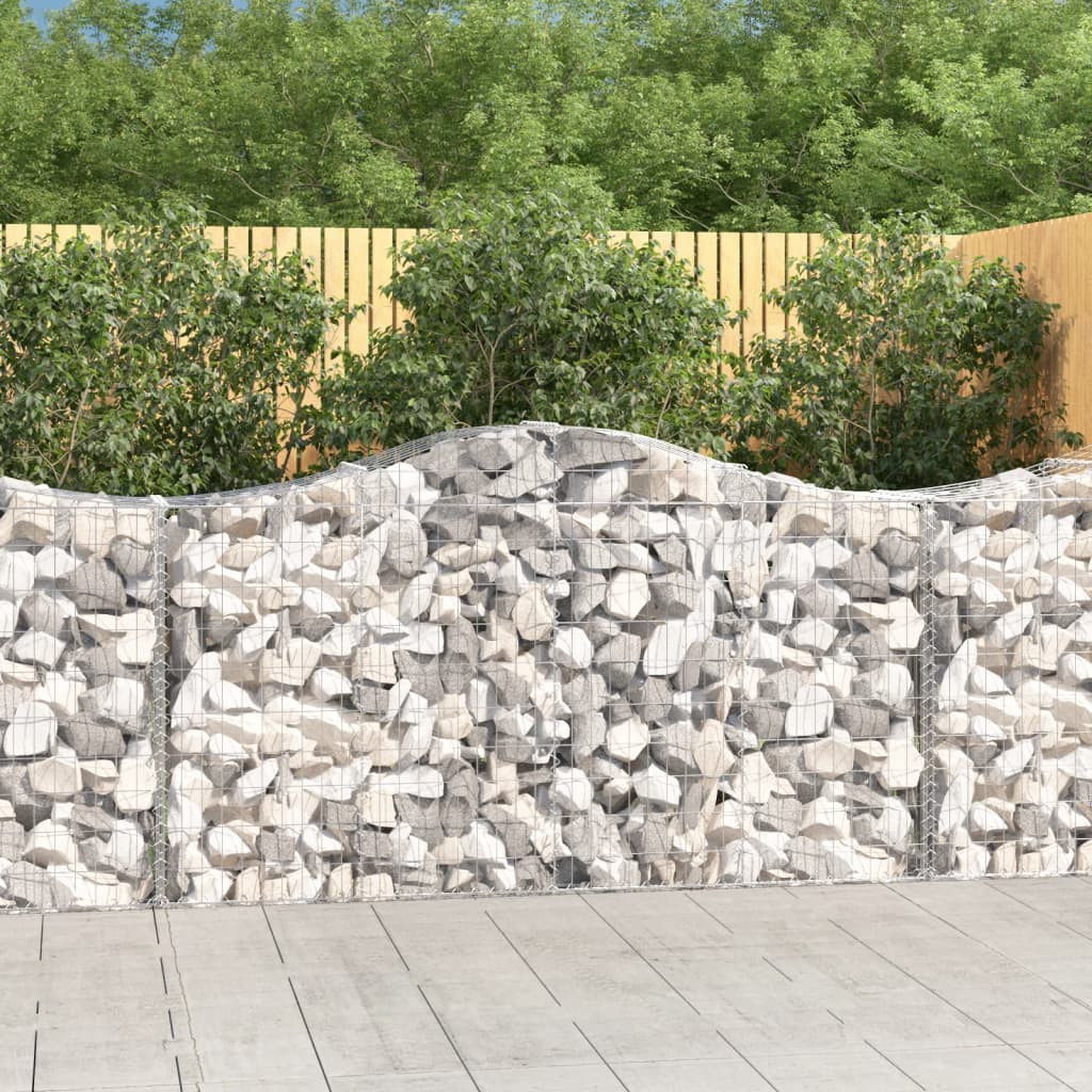 vidaXL Gabionen mit Hochbogen 11 Stk 200x50x100/120cm Verzinktes Eisen
