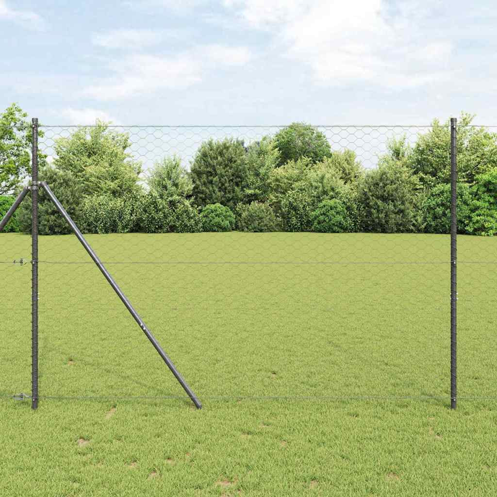 vidaXL Bodenmontierter Sechseckzaun 10 x 1,5 m PVC-beschichteter Stahl