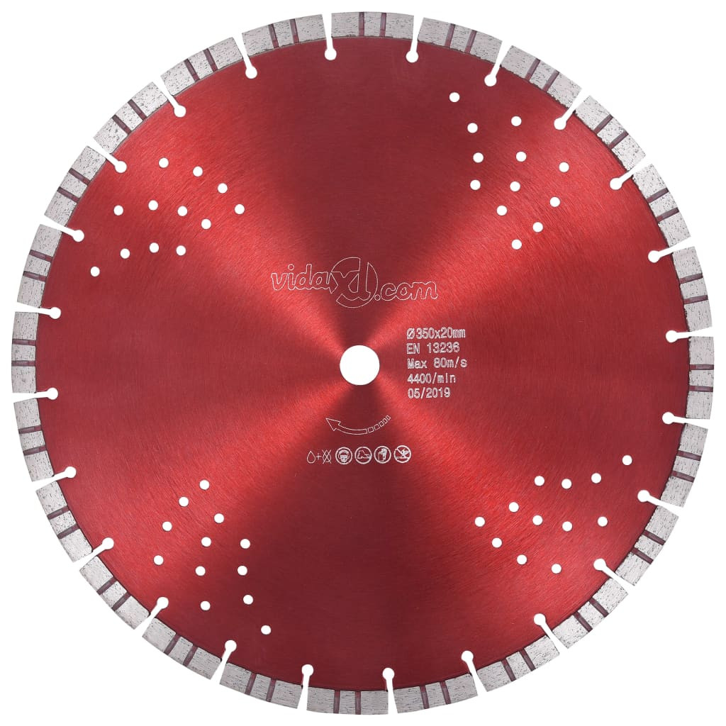 vidaXL Diamant-Trennscheibe mit Turbo und Löchern Stahl 350 mm