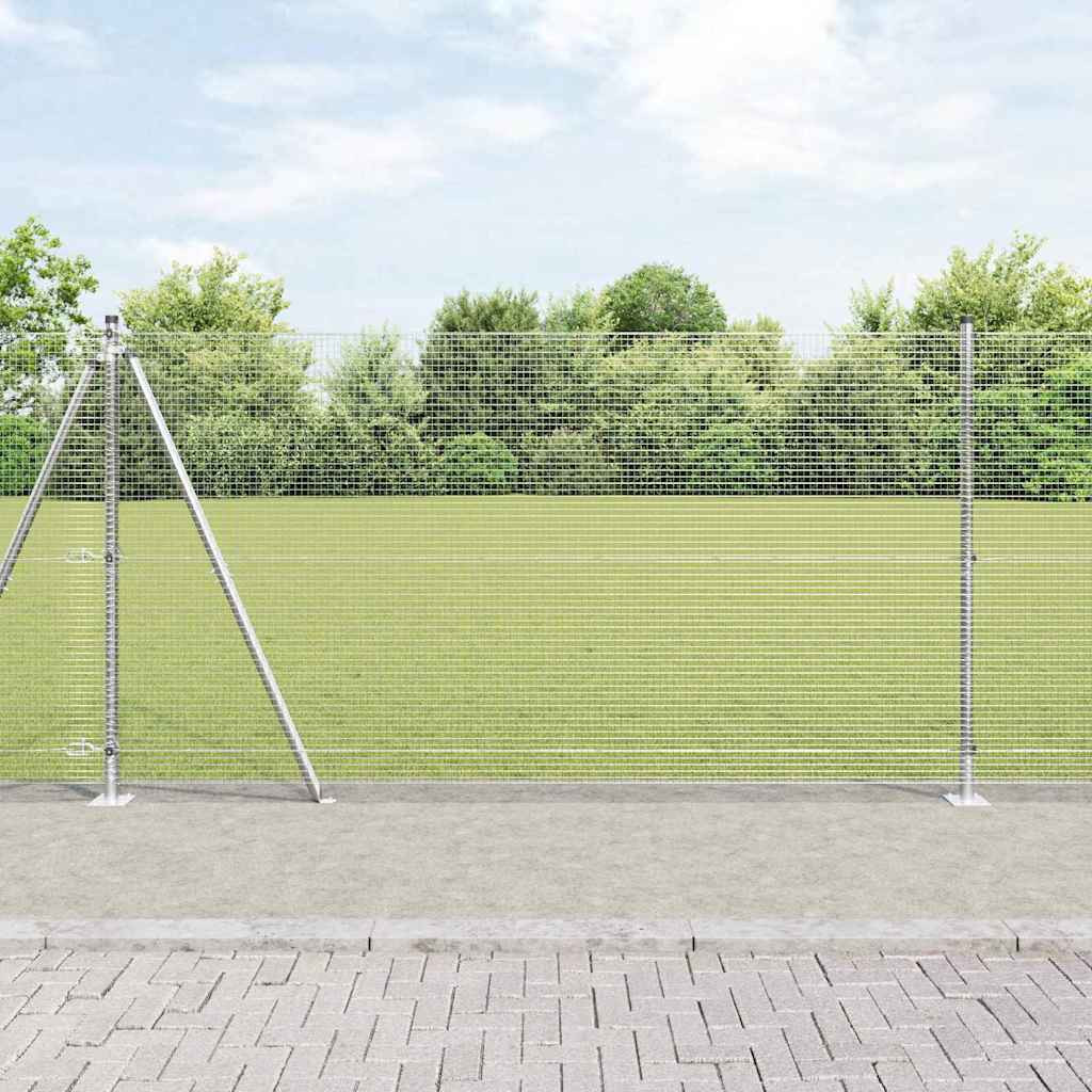 vidaXL Geschweißter Drahtzaun mit Betonsockel 10 x 1,2 m Silber Netz