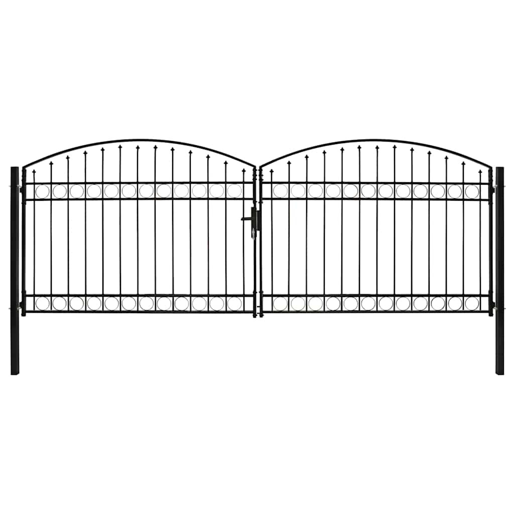vidaXL Zauntor ASSEN Doppeltür mit Bogenabschluss Stahl 400 x 150 cm