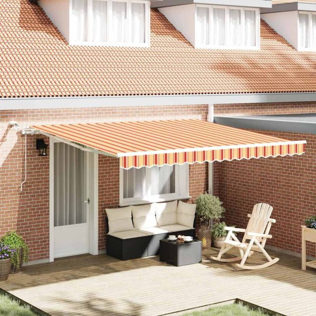 vidaXL Ausziehbare Markise Gelb und Orange 400 x 300 cm Polyester