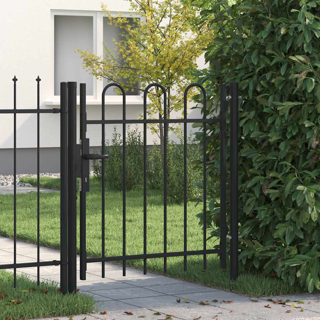 vidaXL Zauntor BOXTEL Einzeltür mit Bogenabschluss Stahl 1 x 1 m Schwarz