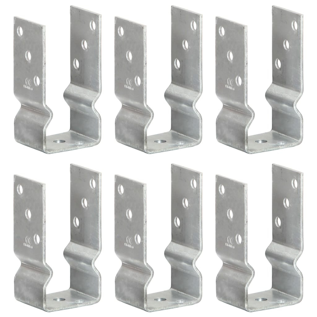 vidaXL Pfostenträger 6 Stk. Silbern 7×6×15 cm Verzinkter Stahl