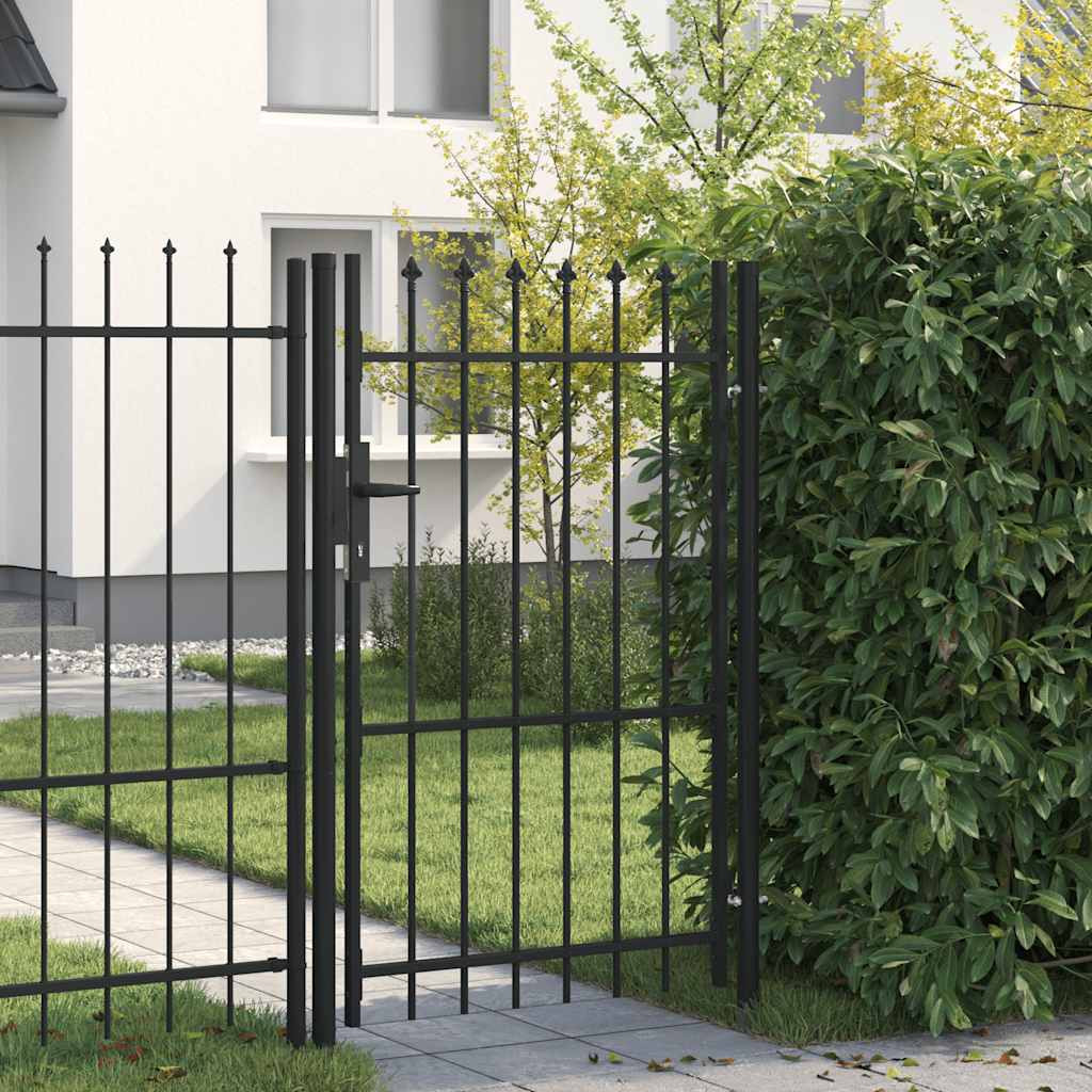 vidaXL Zauntor BOXTEL Einzeltür mit Dornenaufsatz Stahl 1 x 1,5 m Schwarz