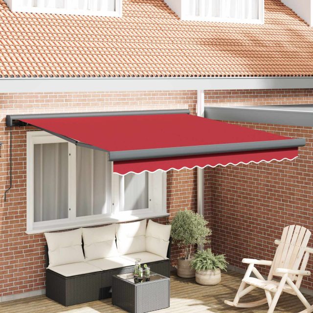 vidaXL Ausziehbare Markise Rot 350 x 250 cm Leinen und Aluminium