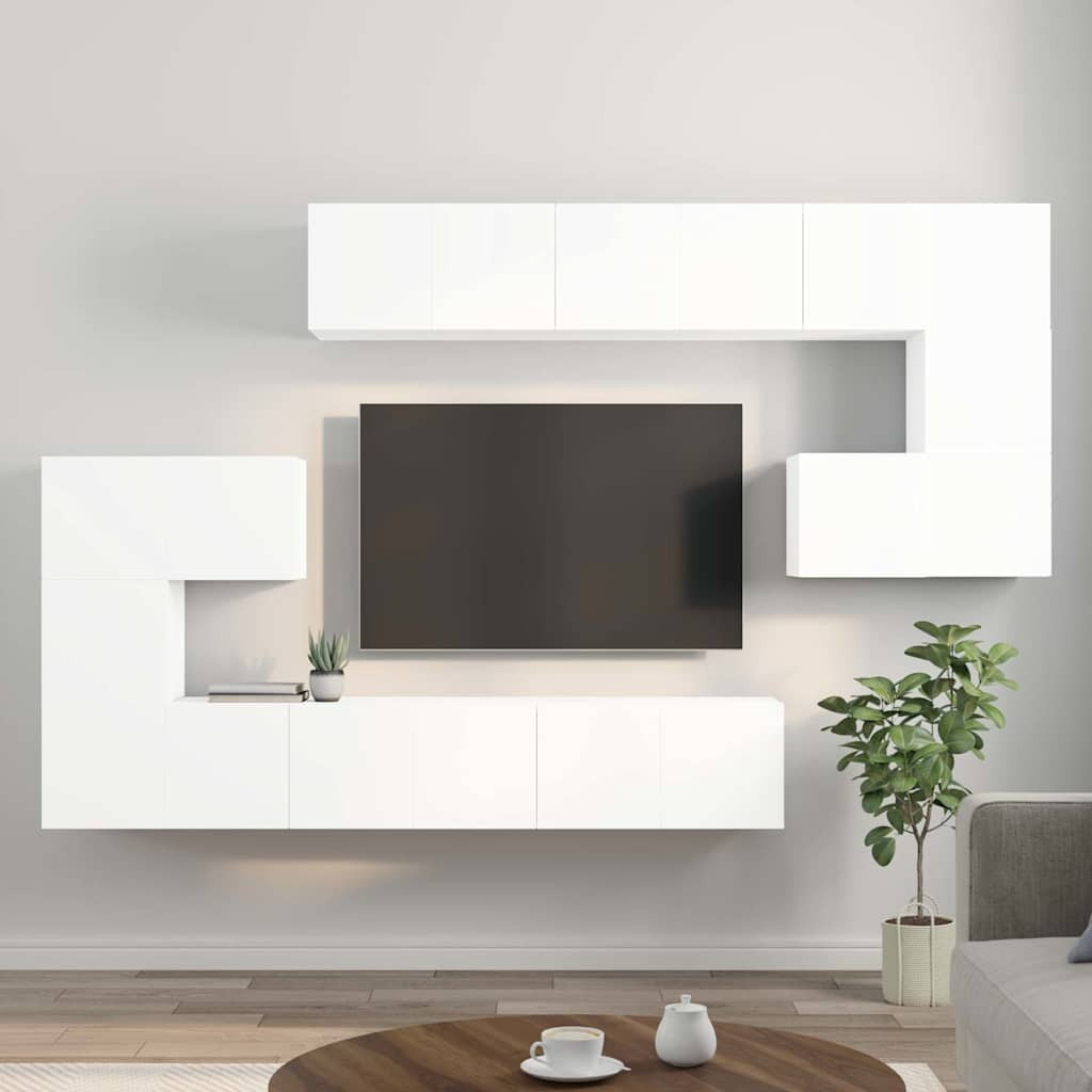 vidaXL 10-tlg. TV-Schrank-Set Weiß Holzwerkstoff