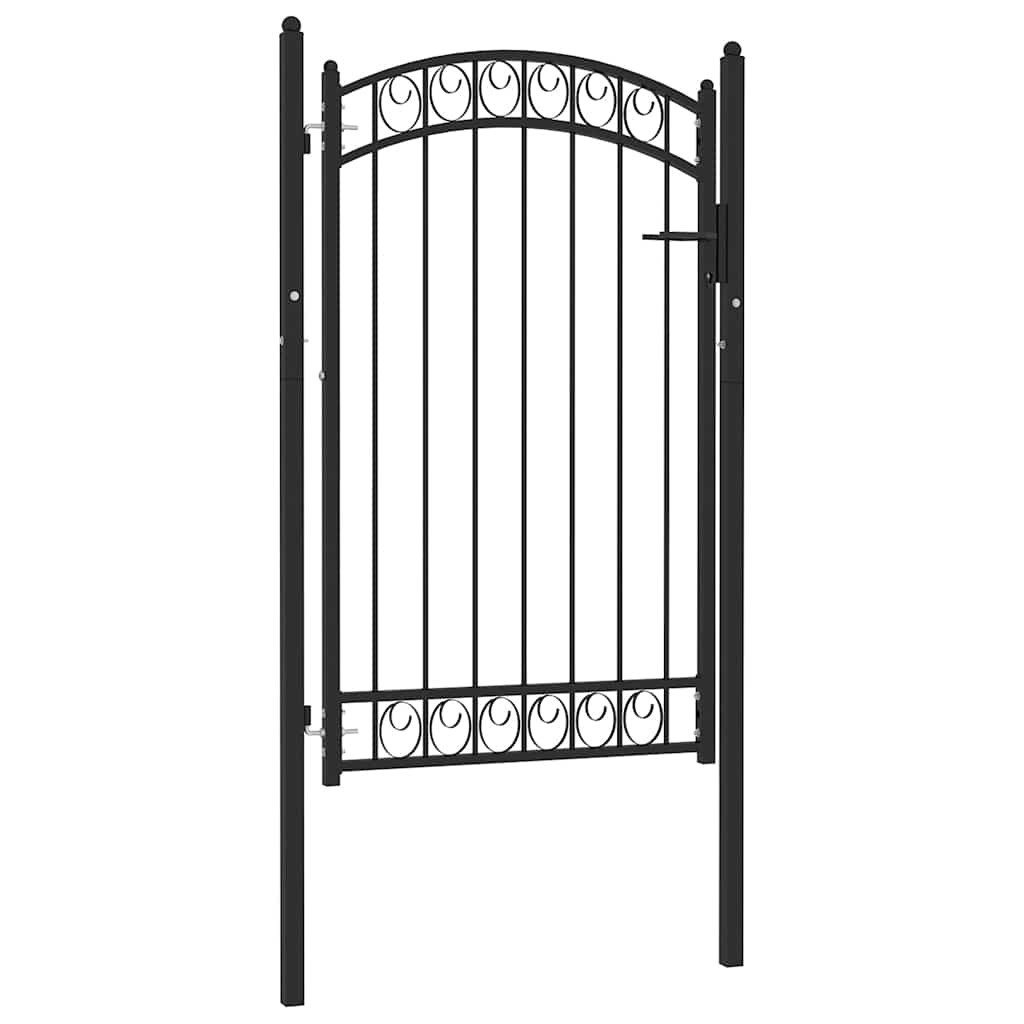 vidaXL Zauntor EMMEN mit Bogenabschluss Stahl 100 x 106 cm Schwarz