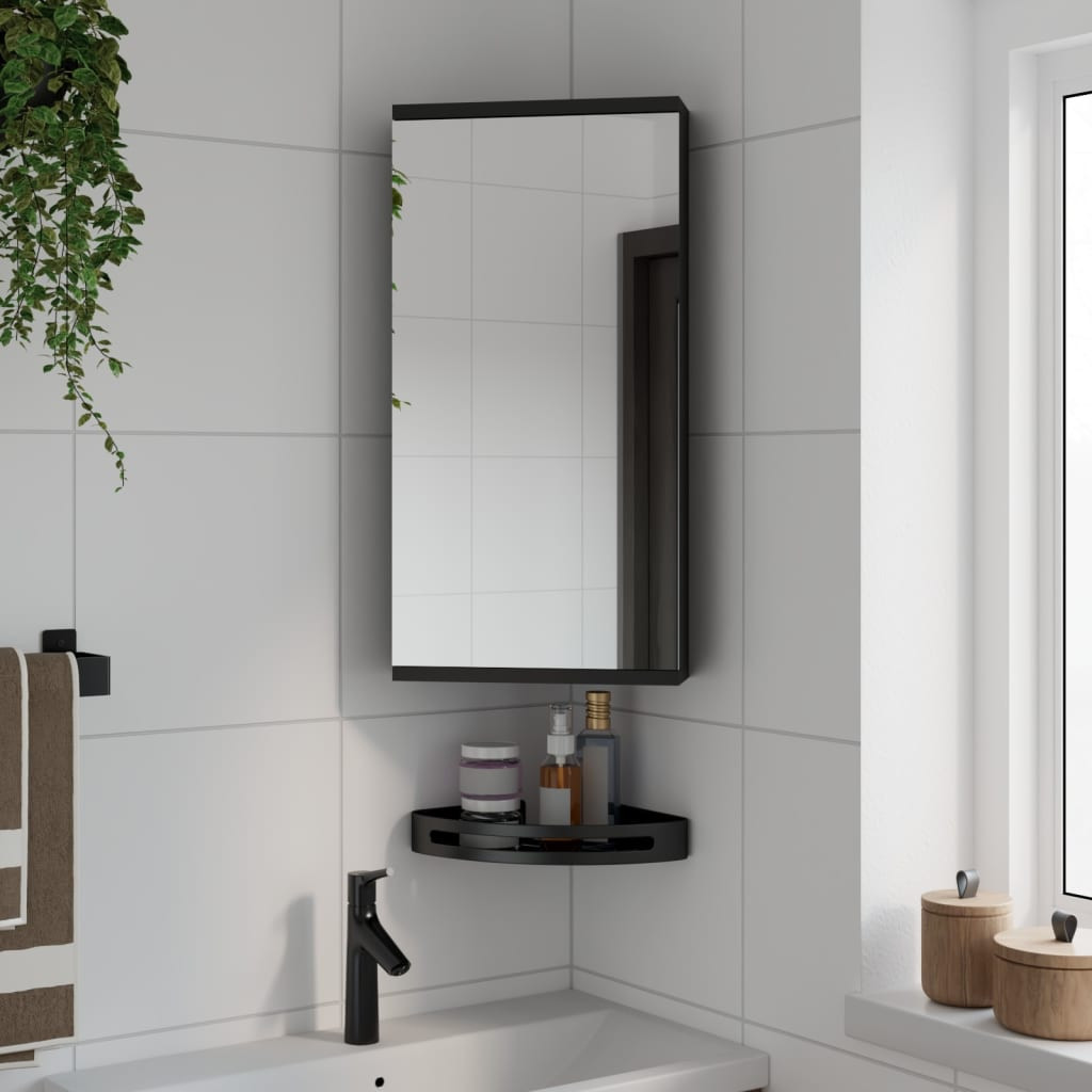vidaXL Eck-Spiegelschrank Schwarz 30x24x60 cm