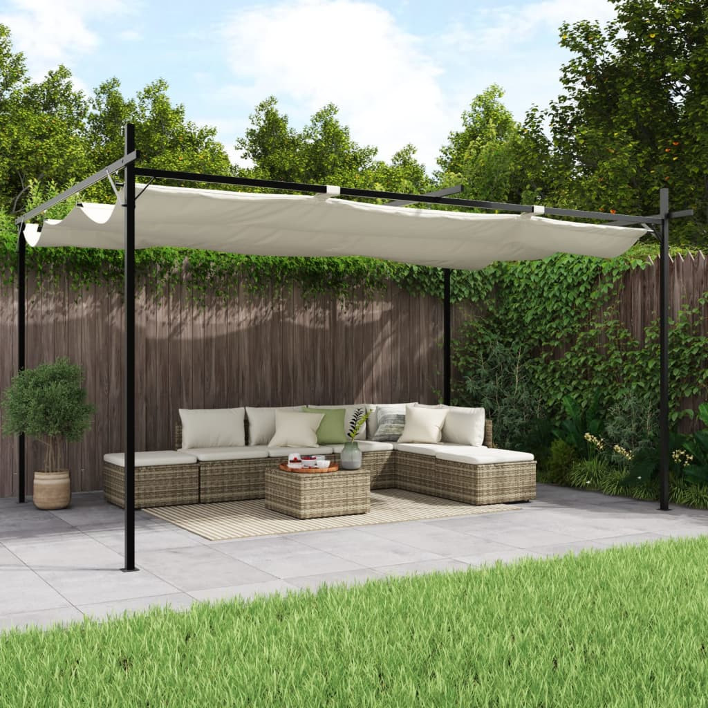vidaXL Pergola mit Schiebedach Creme 395x292x230 cm