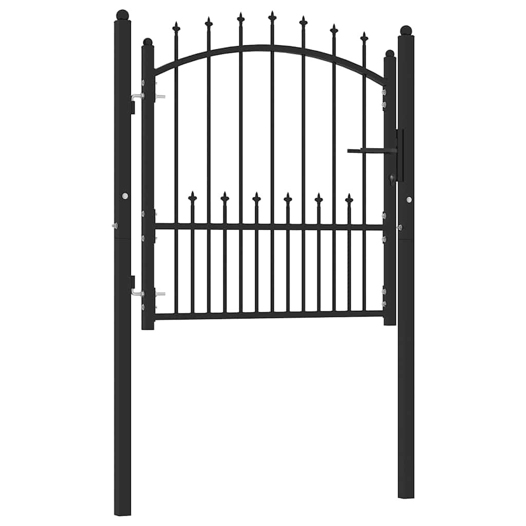 vidaXL Zauntor EMMEN mit Spikes Stahl 104 x 97 cm Schwarz