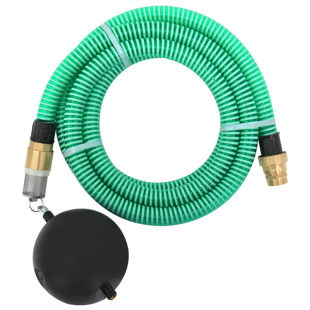 vidaXL Saugschlauch mit Messing-Anschlüssen Grün 1,1" 25 m PVC