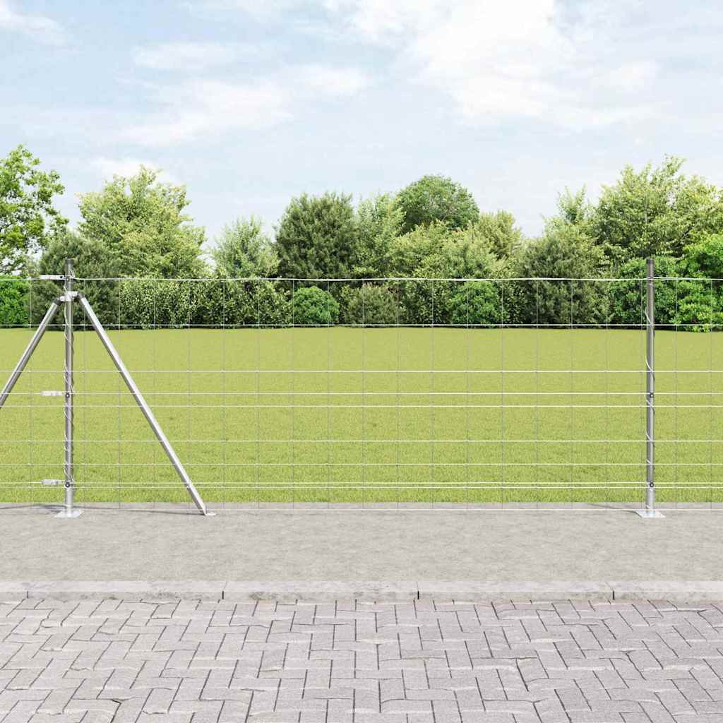 vidaXL Geschweißter Drahtzaun mit Betonfundament 50 x 1 m Silber Netz