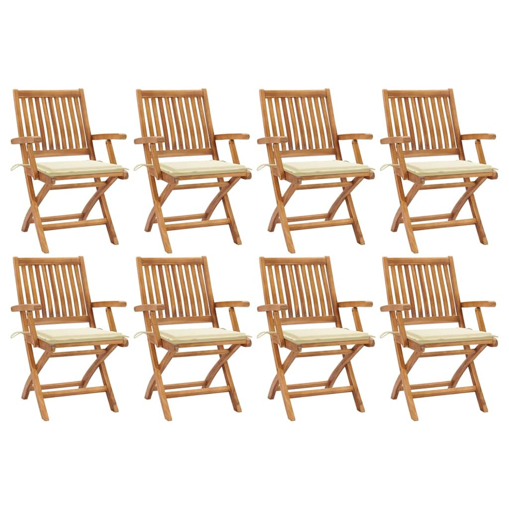 vidaXL Klappbare Gartenstühle mit Kissen 8 Stk. Massivholz Teak
