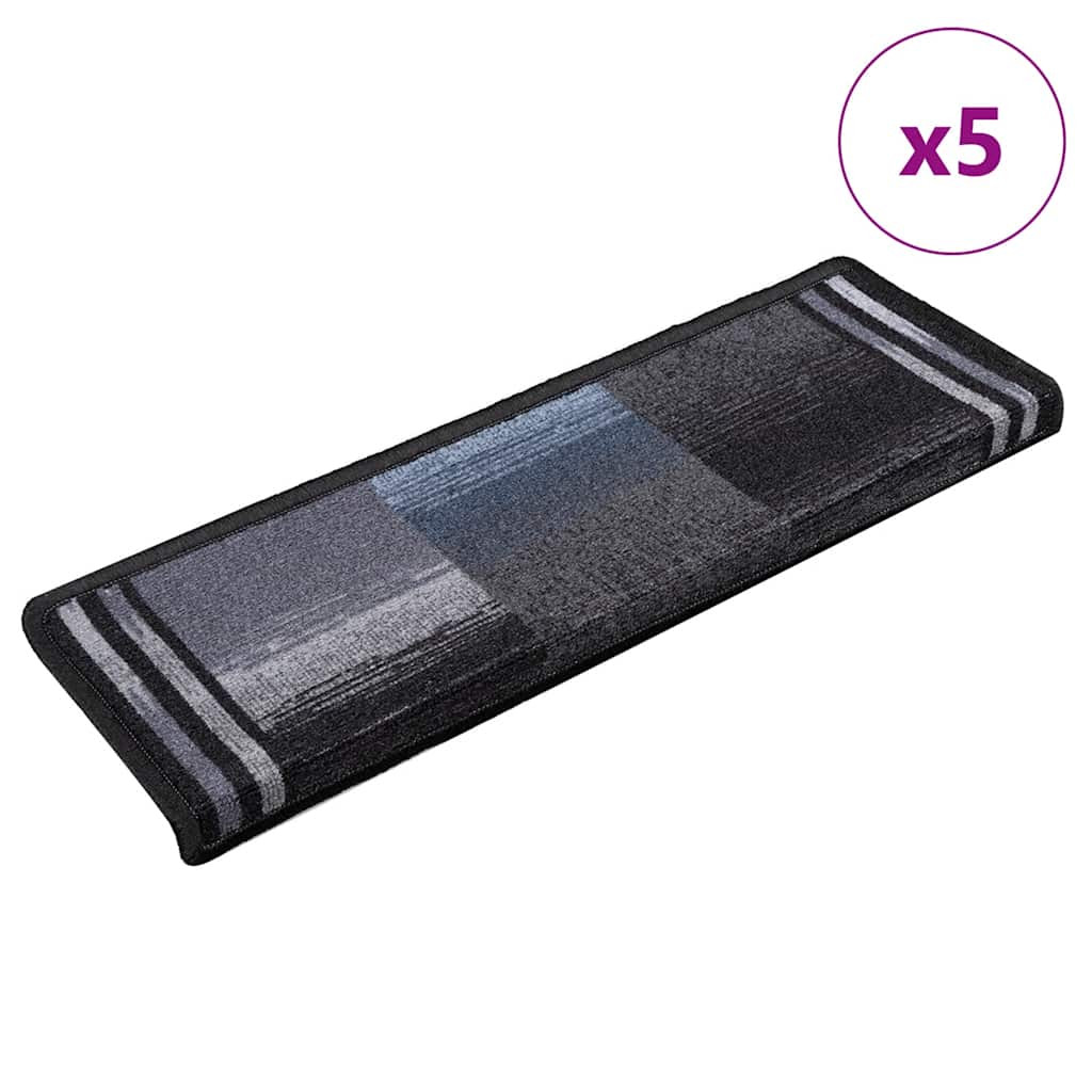 vidaXL Stufenmatten Selbstklebend 5 Stk. 65x21x4 cm Schwarz Grau