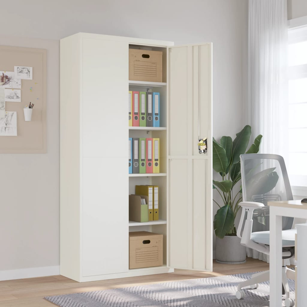 vidaXL Aktenschrank Weiß 90x40x200 cm Stahl