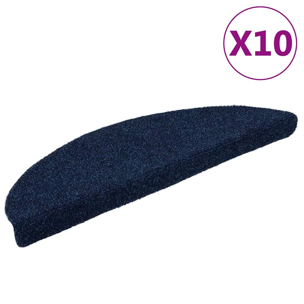vidaXL Stufenmatten Selbstklebend 10 Stk. 56x17x3 cm Marineblau Halbrund