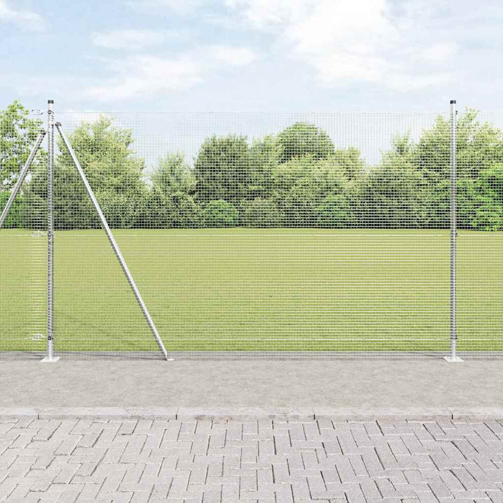 vidaXL Geschweißter Drahtzaun mit Betonsockel 10 x 1,5 m Silber Netz