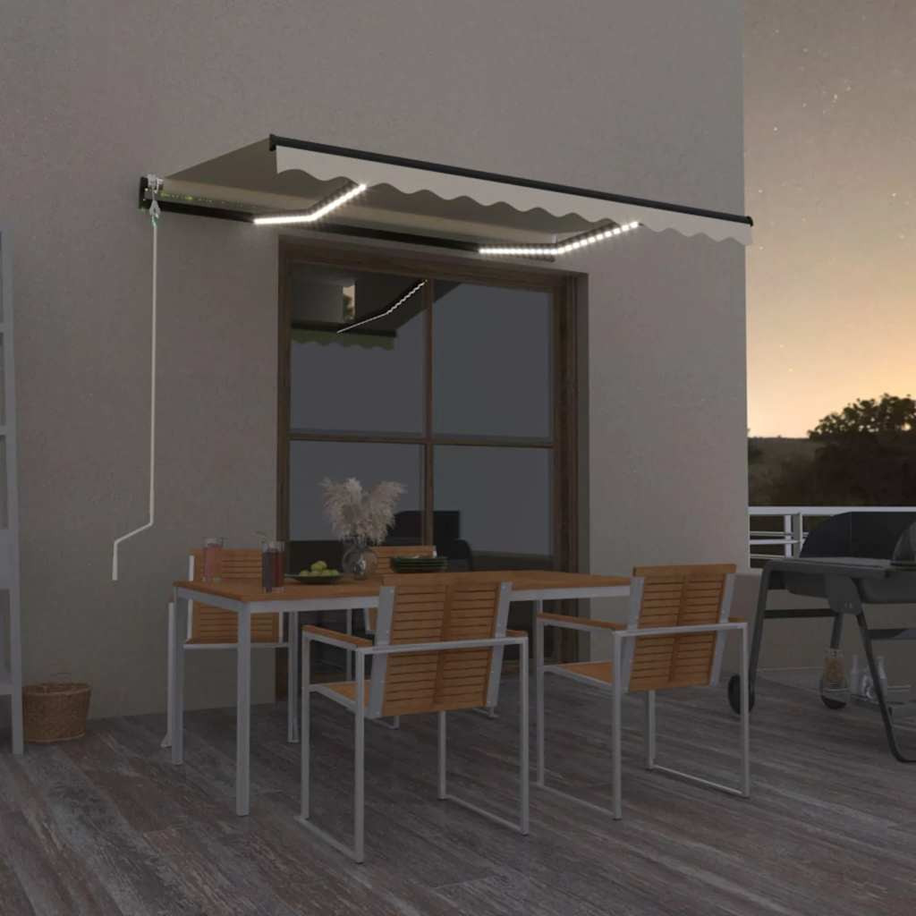vidaXL Automatische Markise mit LED & Windsensor 300x250 cm Creme