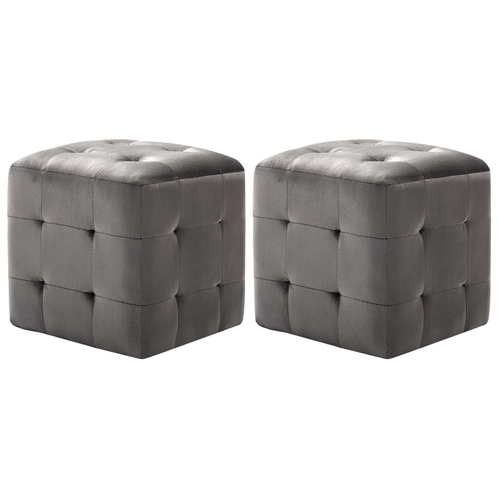 vidaXL Nachttische 2 Stk. Grau 30×30×30 cm Samtstoff