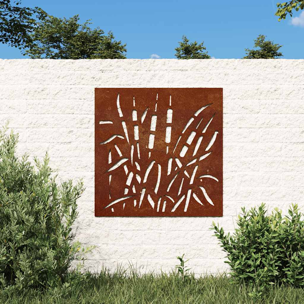 vidaXL Garten-Wanddeko 55x55 cm Cortenstahl Gras-Design