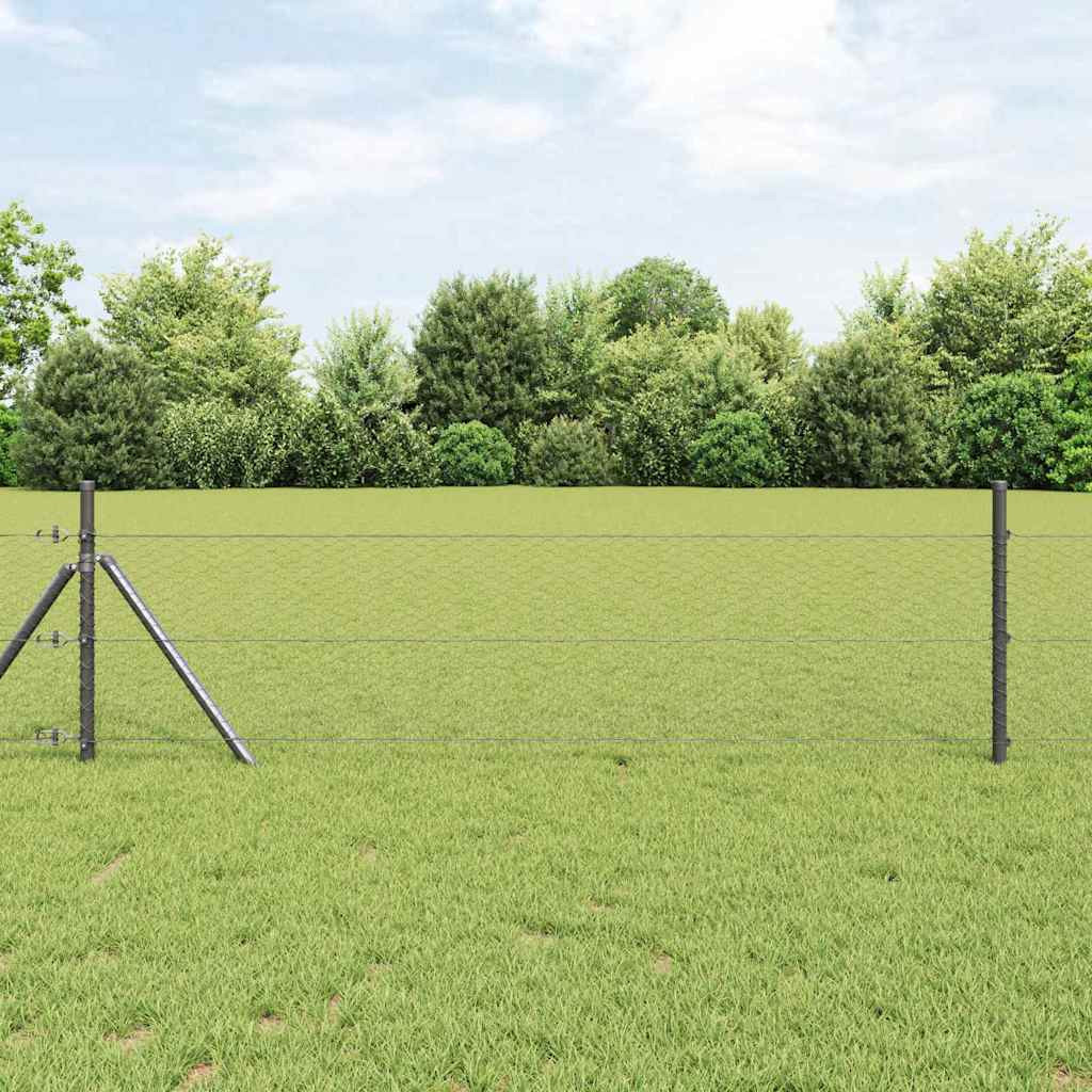 vidaXL Bodenmontierter Sechseckzaun 25 x 0,5 m PVC-beschichteter Stahl