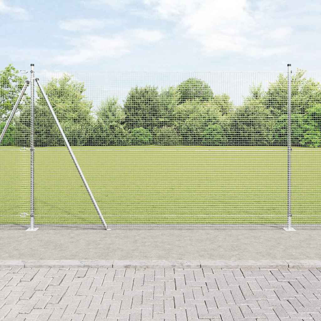 vidaXL Geschweißter Drahtzaun mit Betonsockel 10 x 1,5 m Silber Netz