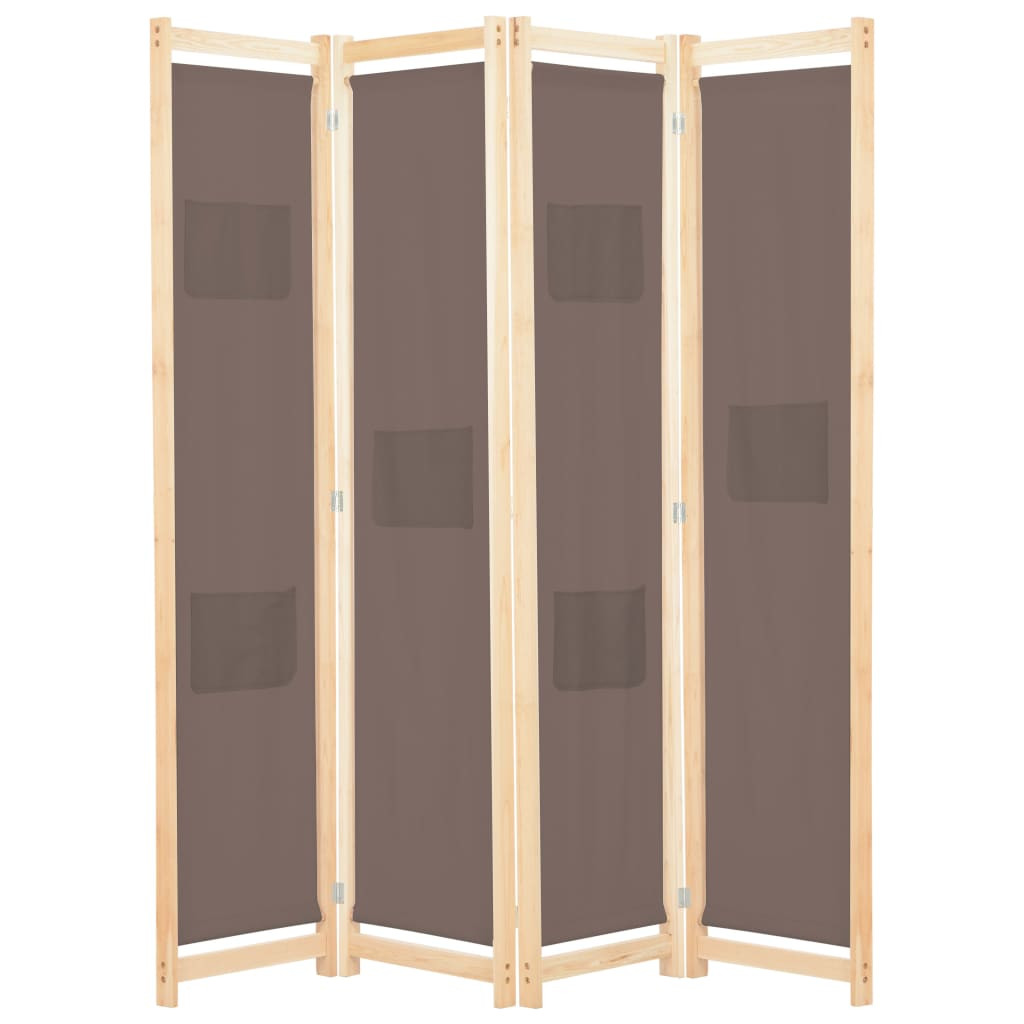 vidaXL 4-teiliger Raumteiler Braun 160 x 170 x 4 cm Stoff