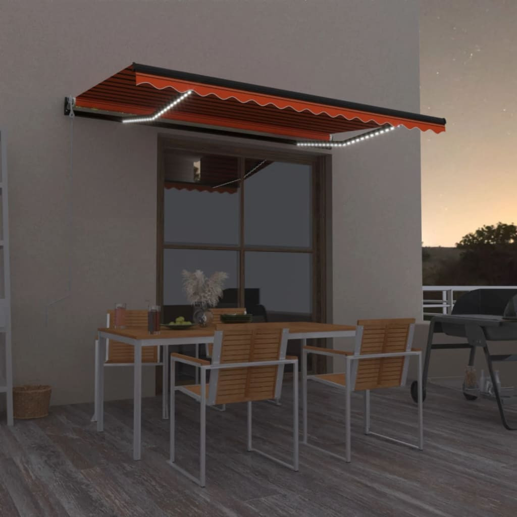vidaXL Automatische Markise mit LED & Windsensor 450x300 Orange/Braun
