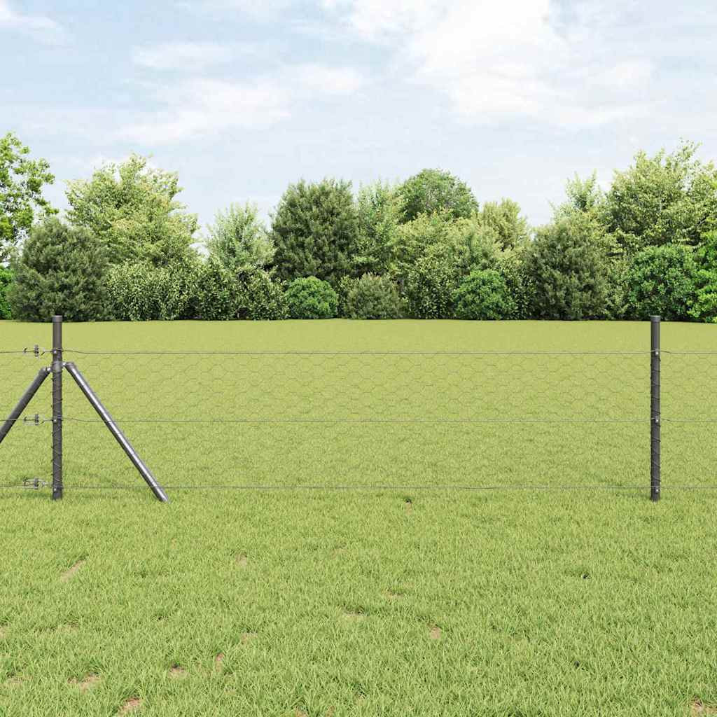 vidaXL Bodenmontierter Sechseckzaun 25 x 0,5 m PVC-beschichteter Stahl