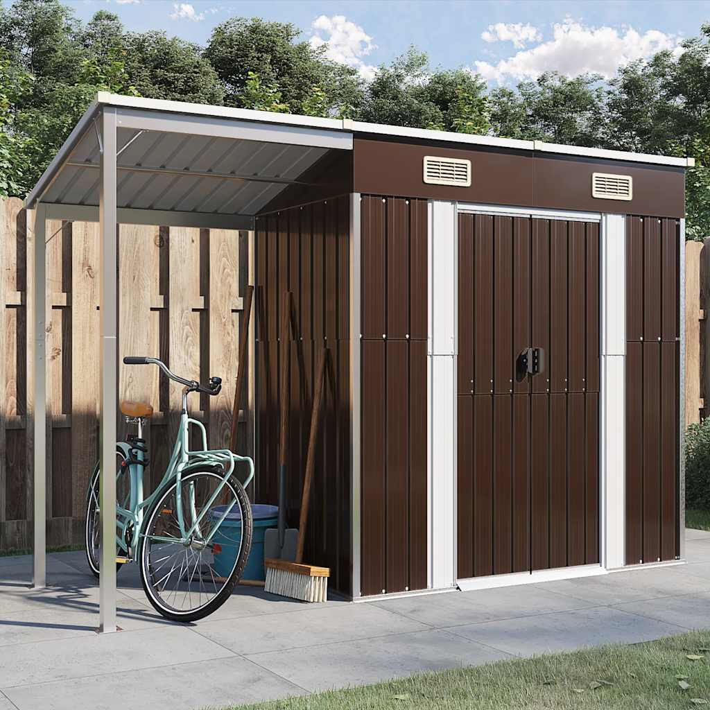 vidaXL Gartenhaus mit Schleppdach Braun 277x107x181 cm Stahl