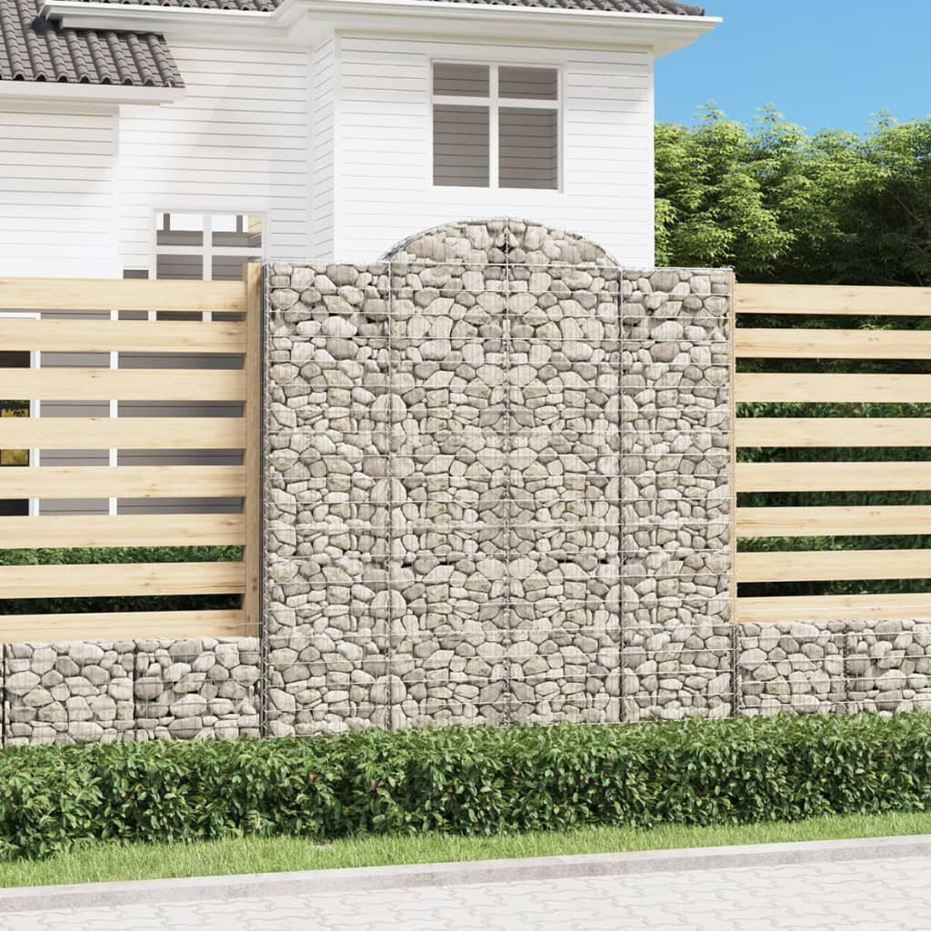 vidaXL Gabionen mit Hochbogen 12Stk. 200x50x220/240cm Verzinktes Eisen