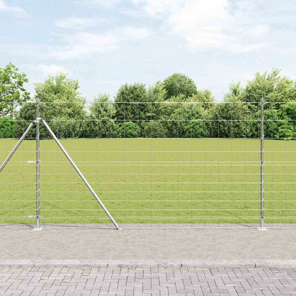 vidaXL Geschweißter Drahtzaun mit Betonfundament 50 x 1,4 m Silber