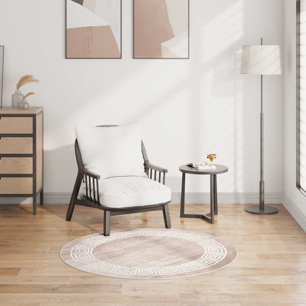 vidaXL Teppich Waschbar 120 cm Beige