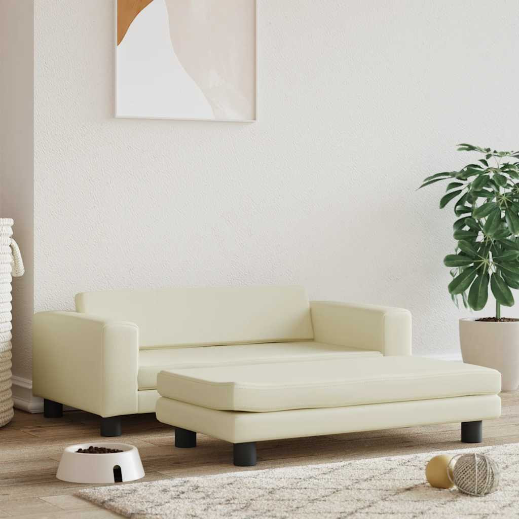vidaXL Hundebett mit Verlängerung Creme 100x50x30 cm Kunstleder