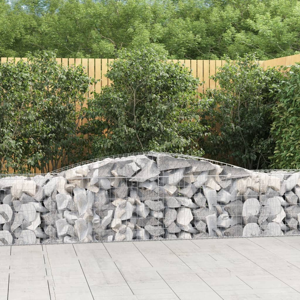 vidaXL Gabionen mit Hochbogen 15 Stk. 400x50x60/80cm Verzinktes Eisen